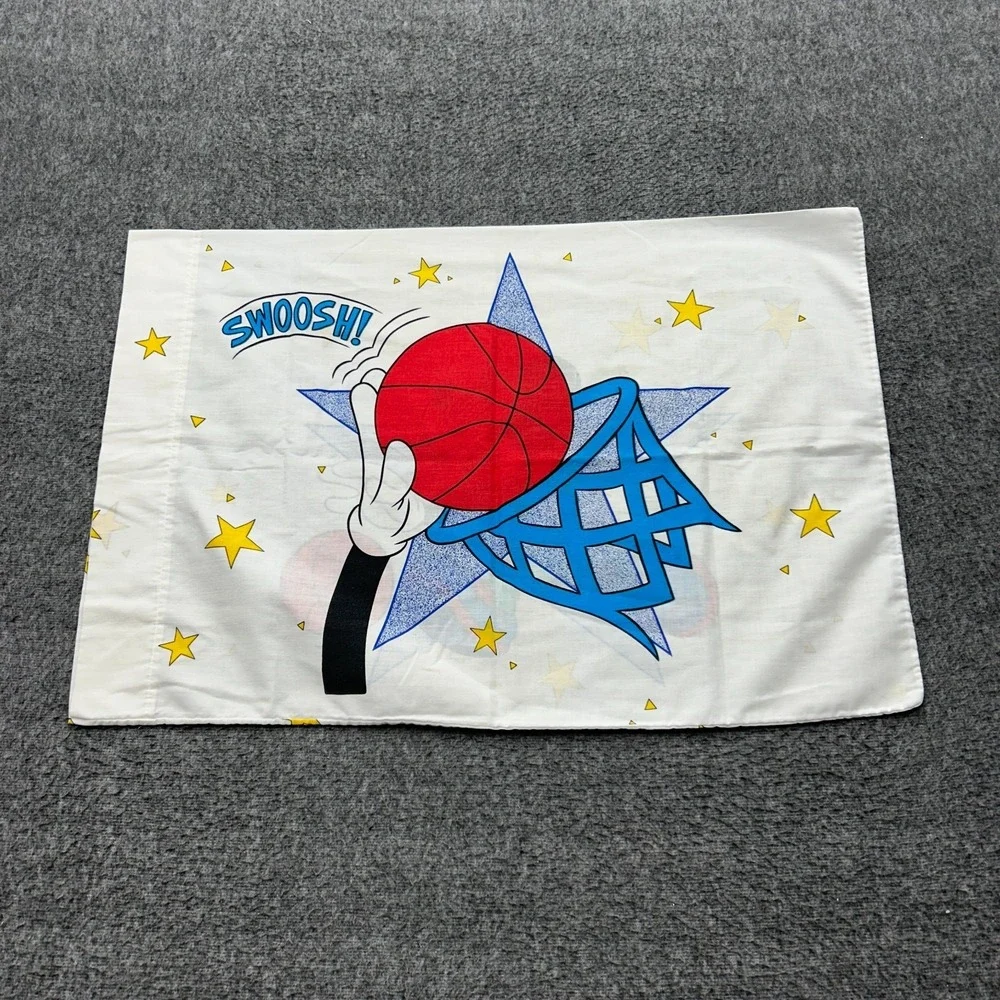 Disney Mickey Mouse Basketball Pillowcase 2-sided vintage Swoosh Fabric Cutter